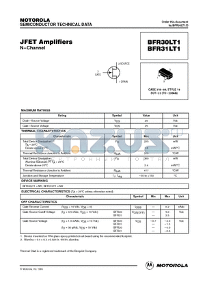 BFR31LT1 datasheet - JFET Amplifiers(N-Channel)