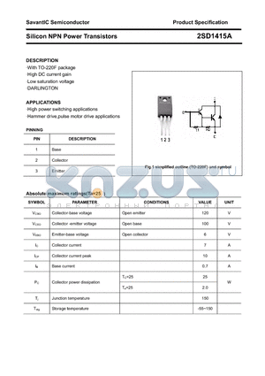 2SD1415A datasheet - Silicon NPN Power Transistors