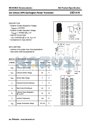 2SD1416 datasheet - isc Silicon NPN Darlington Power Transistor