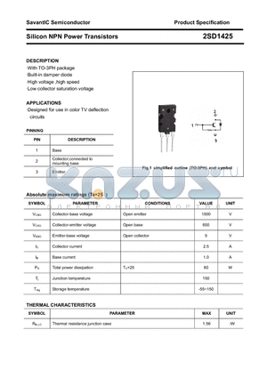 2SD1425 datasheet - Silicon NPN Power Transistors