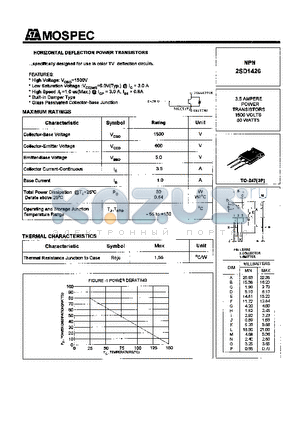 2SD1426 datasheet - POWER TRANSISTORS(3.5A,1500V,80W)