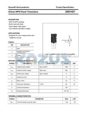 2SD1427 datasheet - Silicon NPN Power Transistors