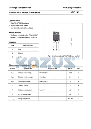 2SD1431 datasheet - Silicon NPN Power Transistors