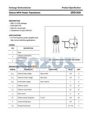 2SD1435 datasheet - Silicon NPN Power Transistors