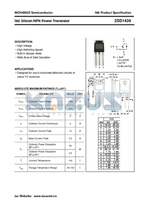 2SD1439 datasheet - isc Silicon NPN Power Transistor