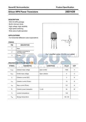 2SD1439 datasheet - Silicon NPN Power Transistors