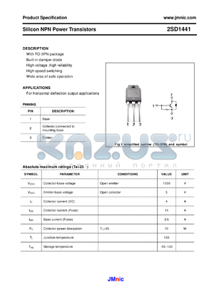 2SD1441 datasheet - Silicon NPN Power Transistors