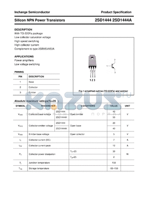 2SD1444 datasheet - Silicon NPN Power Transistors