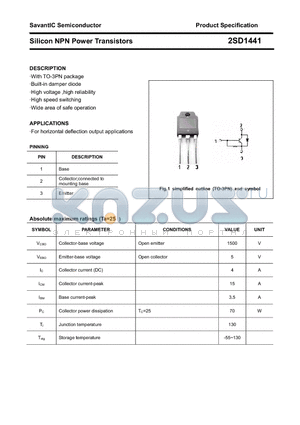 2SD1441 datasheet - Silicon NPN Power Transistors