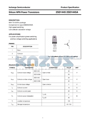 2SD1445 datasheet - Silicon NPN Power Transistors