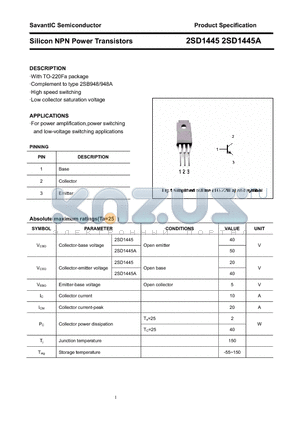 2SD1445A datasheet - Silicon NPN Power Transistors