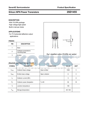 2SD1455 datasheet - Silicon NPN Power Transistors