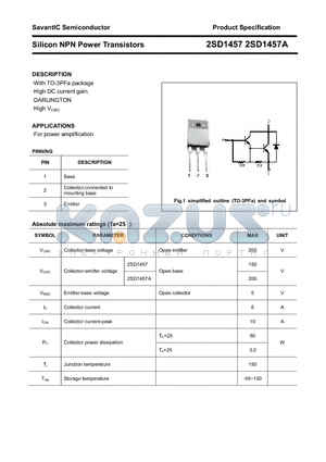 2SD1457A datasheet - Silicon NPN Power Transistors