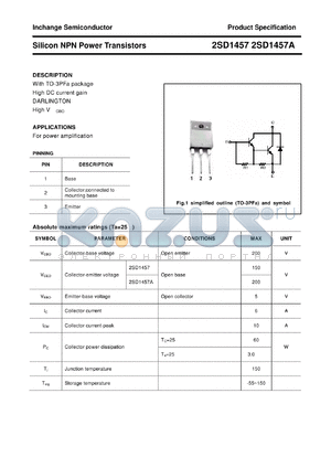 2SD1457A datasheet - Silicon NPN Power Transistors