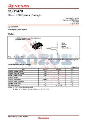 2SD1470 datasheet - Silicon NPN Epitaxial, Darlington