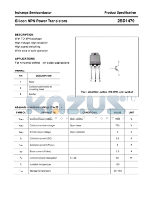 2SD1479 datasheet - Silicon NPN Power Transistors