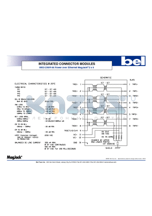 0853-2X6R-66 datasheet - INTEGRATED CONNECTOR MODULES Power over Ethernet MagJack 2 x 6