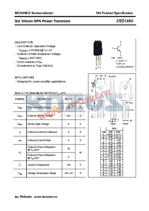 2SD1480 datasheet - isc Silicon NPN Power Transistor