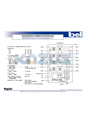 0853-2X8R-66 datasheet - INTEGRATED CONNECTOR MODULES Power over Ethernet MagJack 2 x 8