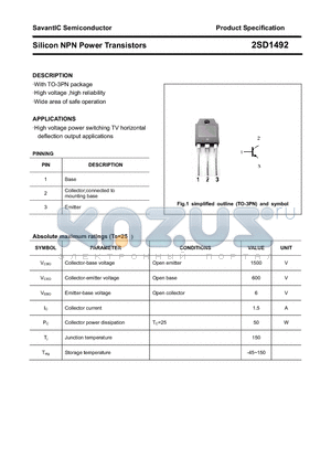 2SD1492 datasheet - Silicon NPN Power Transistors