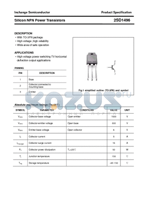 2SD1496 datasheet - Silicon NPN Power Transistors