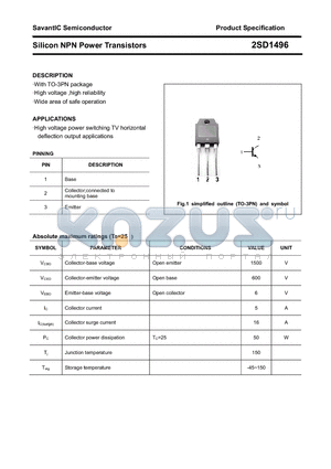 2SD1496 datasheet - Silicon NPN Power Transistors