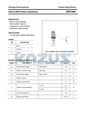 2SD1499 datasheet - Silicon NPN Power Transistors