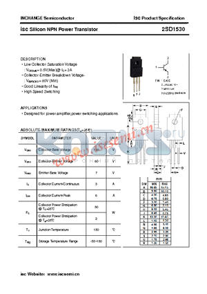 2SD1530 datasheet - isc Silicon NPN Power Transistor