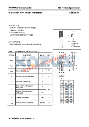 2SD1531 datasheet - isc Silicon NPN Power Transistor