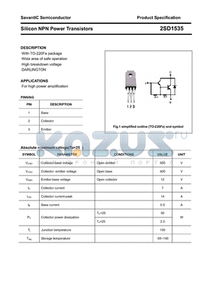 2SD1535 datasheet - Silicon NPN Power Transistors
