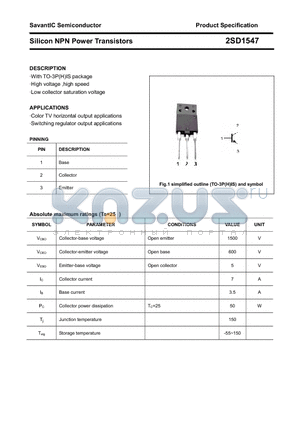 2SD1547 datasheet - Silicon NPN Power Transistors