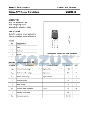 2SD1548 datasheet - Silicon NPN Power Transistors