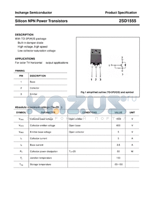 2SD1555 datasheet - Silicon NPN Power Transistors