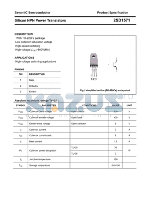 2SD1571 datasheet - Silicon NPN Power Transistors