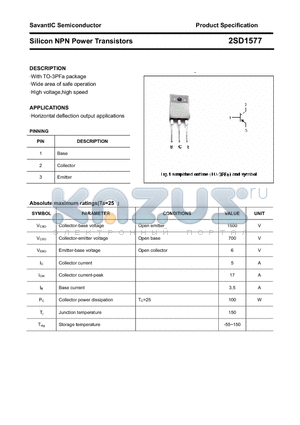 2SD1577 datasheet - Silicon NPN Power Transistors