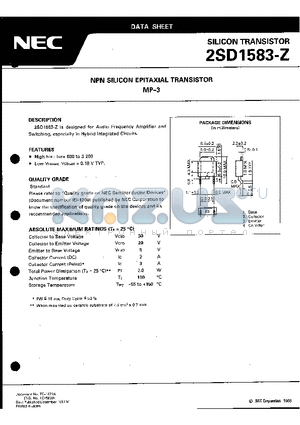 2SD1583 datasheet - NPN SILICON EPITAXIAL TRANSISTOR MP-3