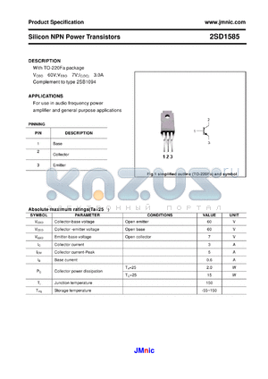 2SD1585 datasheet - Silicon NPN Power Transistors
