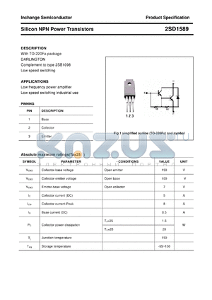 2SD1589 datasheet - Silicon NPN Power Transistors