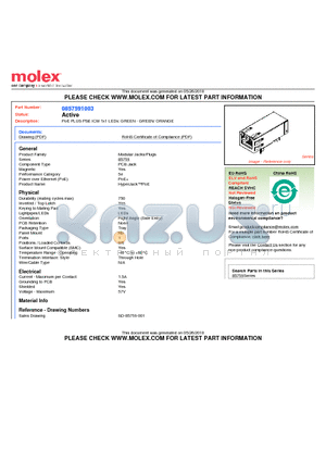 0857591003 datasheet - PoE PLUS PSE ICM 1x1 LEDs: GREEN - GREEN/ ORANGE