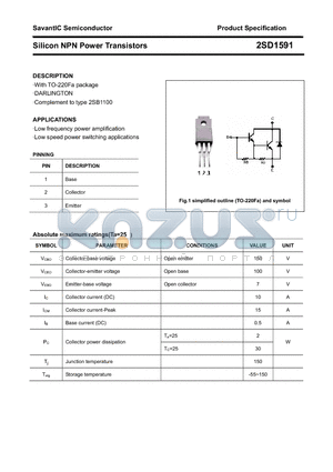 2SD1591 datasheet - Silicon NPN Power Transistors