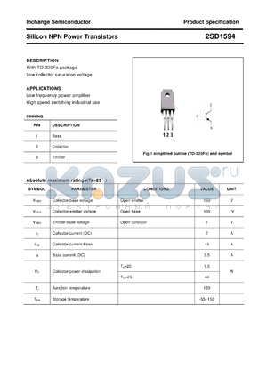 2SD1594 datasheet - Silicon NPN Power Transistors