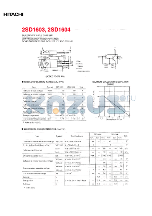 2SD1603 datasheet - LOW FREQUENCY POWER AMPLIFIER COMPLEMENT PAIR WITH 2SB1103 AND 2SB1104