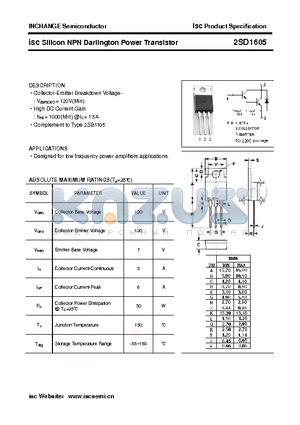 2SD1605 datasheet - isc Silicon NPN Darlington Power Transistor