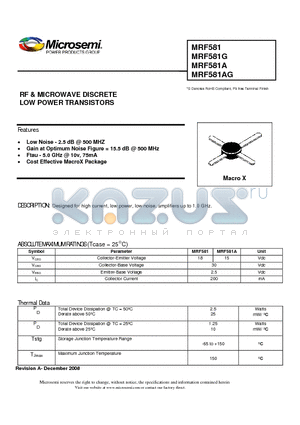 BFR91 datasheet - RF & MICROWAVE DISCRETE LOW POWER TRANSISTORS