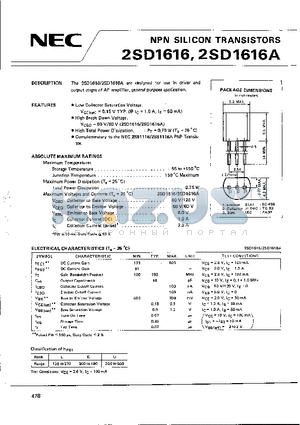 2SD1616 datasheet - NPN SILICON TRANSISTORS