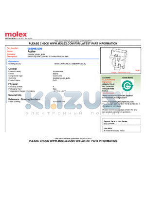0859993256 datasheet - Blind Plug Dust Cover for 6 Position Modular Jack