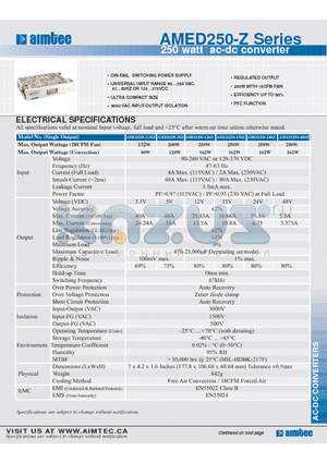 AMED250-24SZ datasheet - 250 watt ac-dc converter