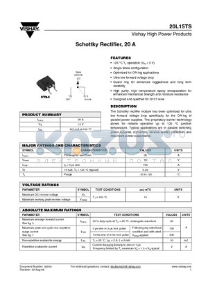 20L15TSTRL datasheet - Schottky Rectifier, 20 A