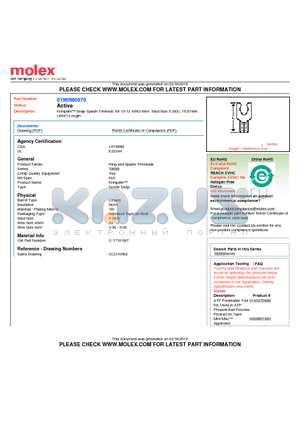 C-1710-06T datasheet - Krimptite Snap Spade Terminal, for 10-12 AWG Wire, Stud Size 5 (M3), 16.87mm(.664