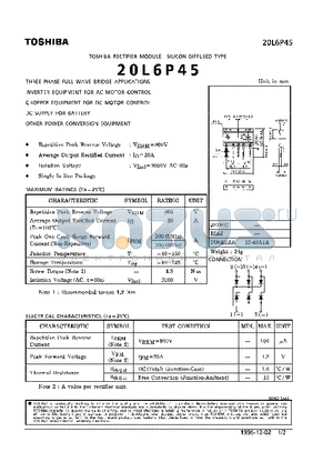20L6P45 datasheet - RECTIFIER MODULE (THREE PHASE FULL WAVE BRIDGE APLICATIONS)